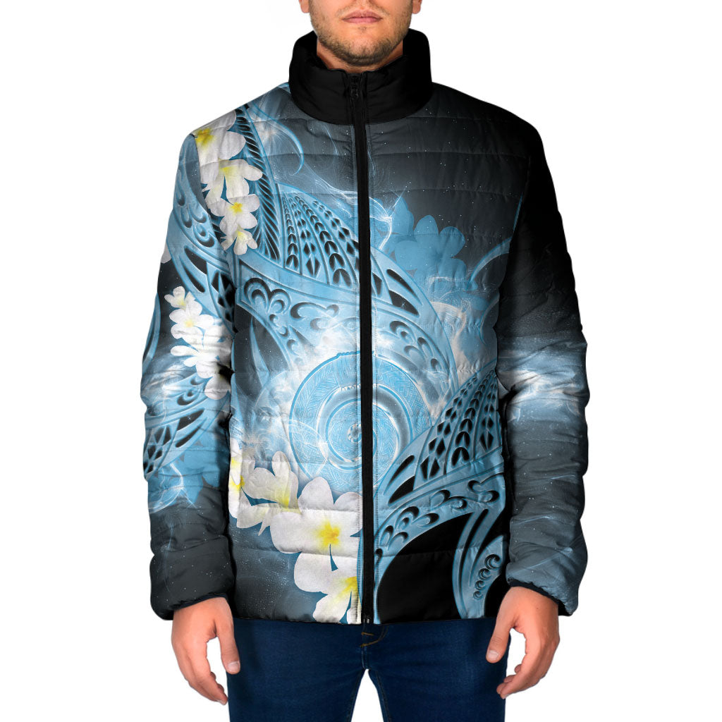 Piko Hawaiian Padded Jacket Blue Galaxy Spiral Plumeria Tribal Patterns DT05 Men Blue - Polynesian Pride