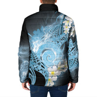 Piko Hawaiian Padded Jacket Blue Galaxy Spiral Plumeria Tribal Patterns
