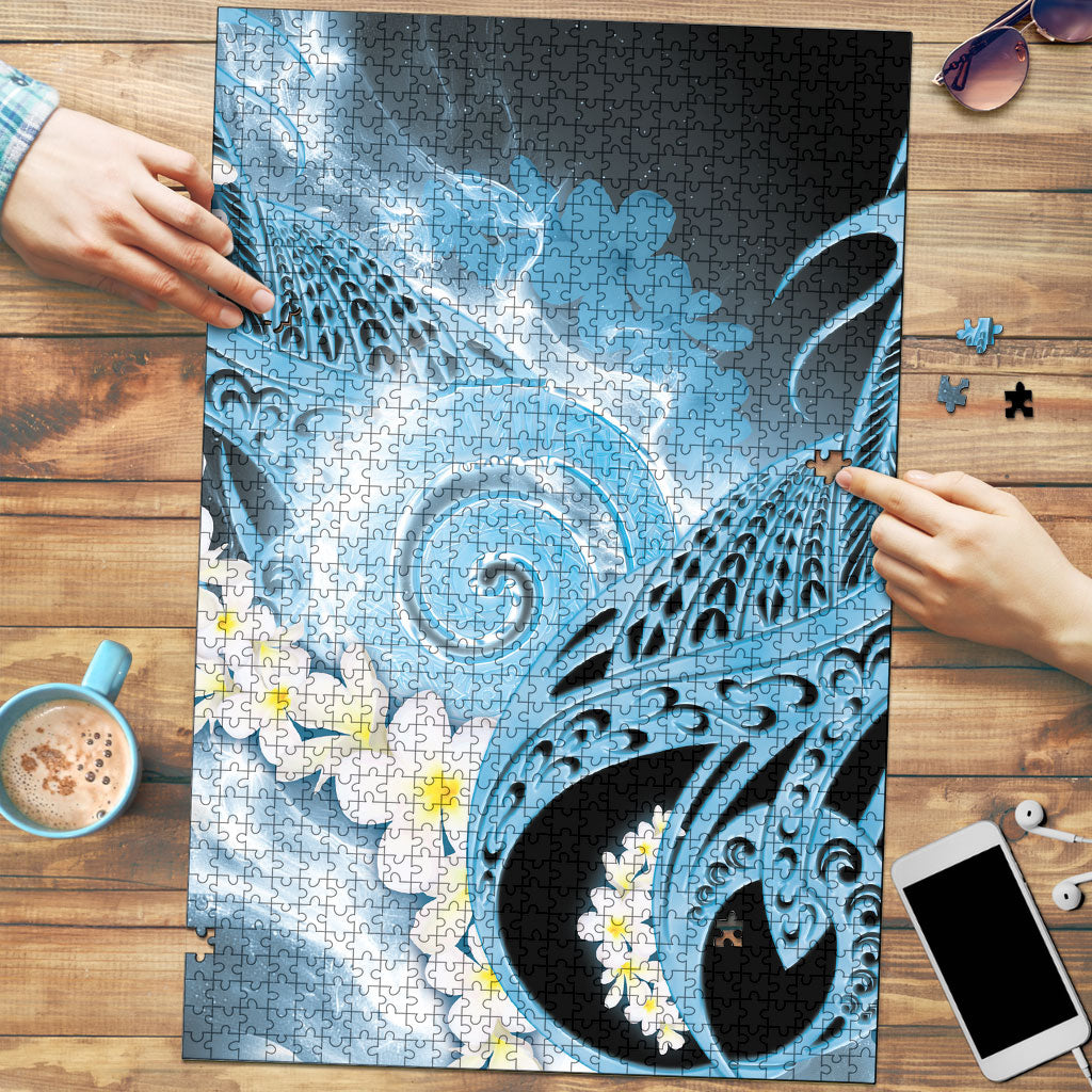 Piko Hawaiian Puzzle Blue Galaxy Spiral Plumeria Tribal Patterns