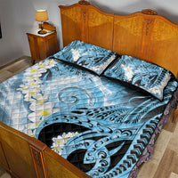 Piko Hawaiian Quilt Bed Set Blue Galaxy Spiral Plumeria Tribal Patterns