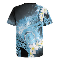 Piko Hawaiian Rugby Jersey Blue Galaxy Spiral Plumeria Tribal Patterns