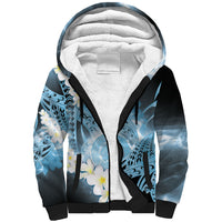 Piko Hawaiian Sherpa Hoodie Blue Galaxy Spiral Plumeria Tribal Patterns
