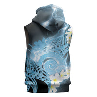 Piko Hawaiian Sleeveless Zip Hoodie Blue Galaxy Spiral Plumeria Tribal Patterns