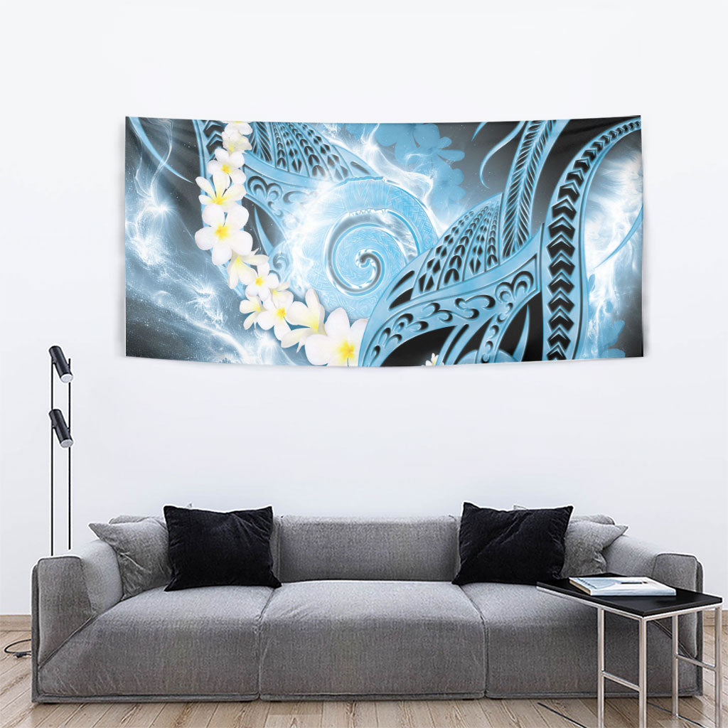 Piko Hawaiian Tapestry Blue Galaxy Spiral Plumeria Tribal Patterns