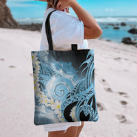 Piko Hawaiian Tote Bag Blue Galaxy Spiral Plumeria Tribal Patterns