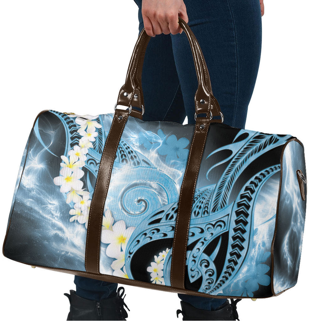 Piko Hawaiian Travel Bag Blue Galaxy Spiral Plumeria Tribal Patterns