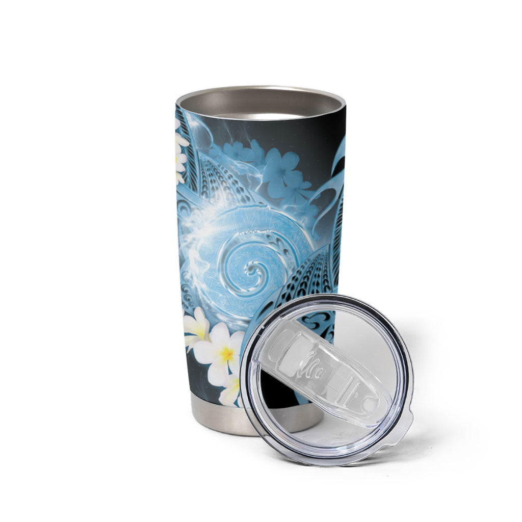 Piko Hawaiian Tumbler Cup Blue Galaxy Spiral Plumeria Tribal Patterns