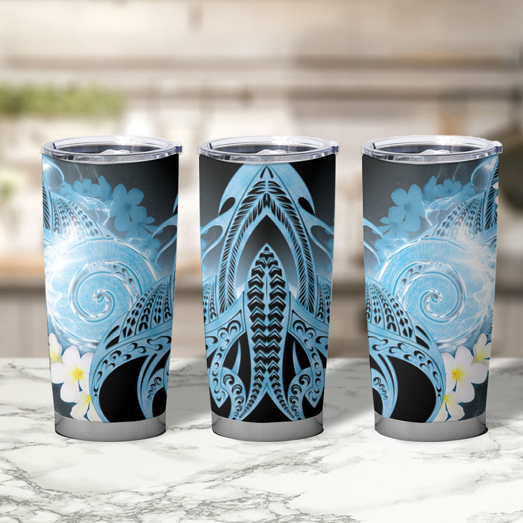 Piko Hawaiian Tumbler Cup Blue Galaxy Spiral Plumeria Tribal Patterns