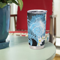 Piko Hawaiian Tumbler Cup Blue Galaxy Spiral Plumeria Tribal Patterns
