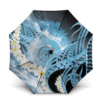 Piko Hawaiian Umbrella Blue Galaxy Spiral Plumeria Tribal Patterns