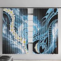 Piko Hawaiian Window Curtain Blue Galaxy Spiral Plumeria Tribal Patterns