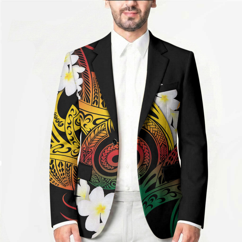 Piko Hawaiian Blazer Gradient Spiral Plumeria Tribal Patterns