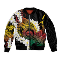 Piko Hawaiian Bomber Jacket Gradient Spiral Plumeria Tribal Patterns