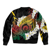Piko Hawaiian Bomber Jacket Gradient Spiral Plumeria Tribal Patterns