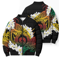 Piko Hawaiian Bomber Puffer Jacket Gradient Spiral Plumeria Tribal Patterns