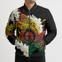 Piko Hawaiian Bomber Puffer Jacket Gradient Spiral Plumeria Tribal Patterns