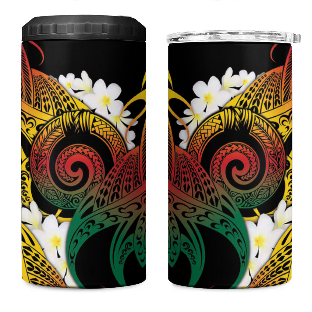 Piko Hawaiian 4 in 1 Can Cooler Tumbler Gradient Spiral Plumeria Tribal Patterns