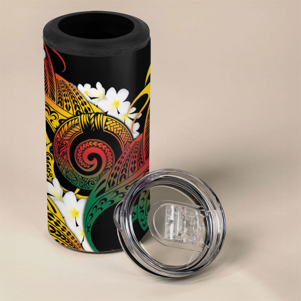 Piko Hawaiian 4 in 1 Can Cooler Tumbler Gradient Spiral Plumeria Tribal Patterns