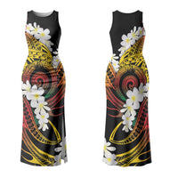 Piko Hawaiian Couples Matching Tank Maxi Dress and Long Sleeve Button Shirt Gradient Spiral Plumeria Tribal Patterns