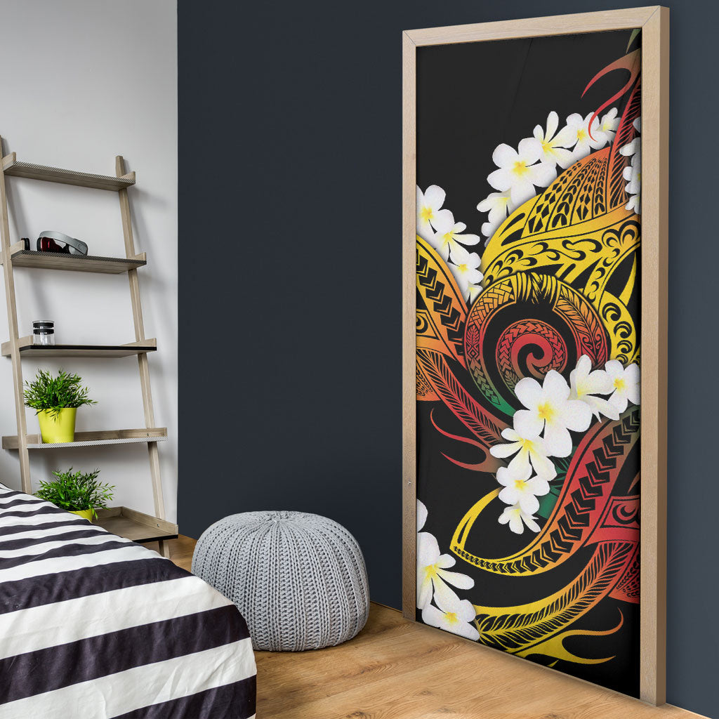 Piko Hawaiian Door Cover Gradient Spiral Plumeria Tribal Patterns