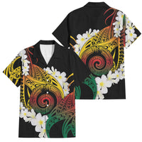Piko Hawaiian Family Matching Off Shoulder Short Dress and Hawaiian Shirt Gradient Spiral Plumeria Tribal Patterns