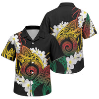 Piko Hawaiian Family Matching Off Shoulder Short Dress and Hawaiian Shirt Gradient Spiral Plumeria Tribal Patterns