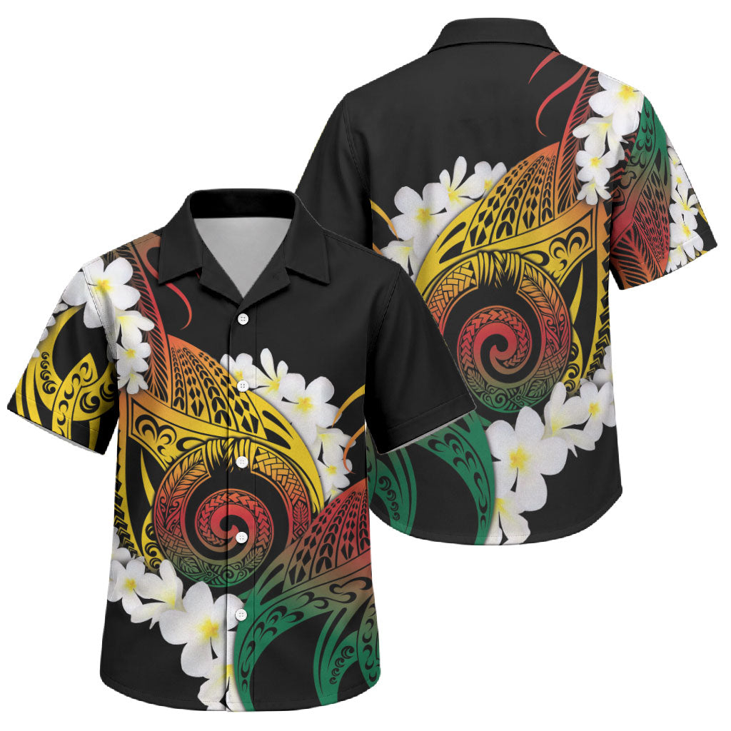 Piko Hawaiian Family Matching Summer Maxi Dress and Hawaiian Shirt Gradient Spiral Plumeria Tribal Patterns