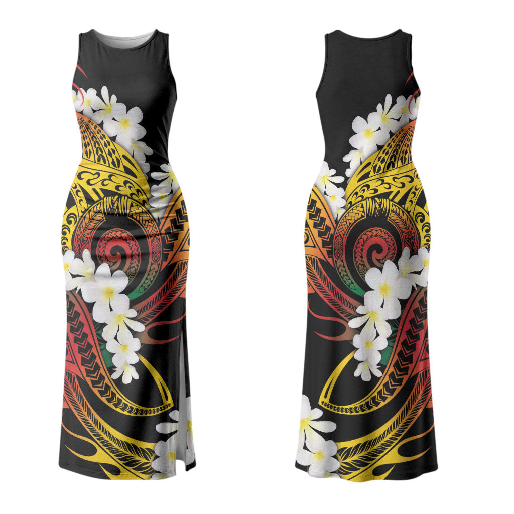 Piko Hawaiian Family Matching Tank Maxi Dress and Hawaiian Shirt Gradient Spiral Plumeria Tribal Patterns