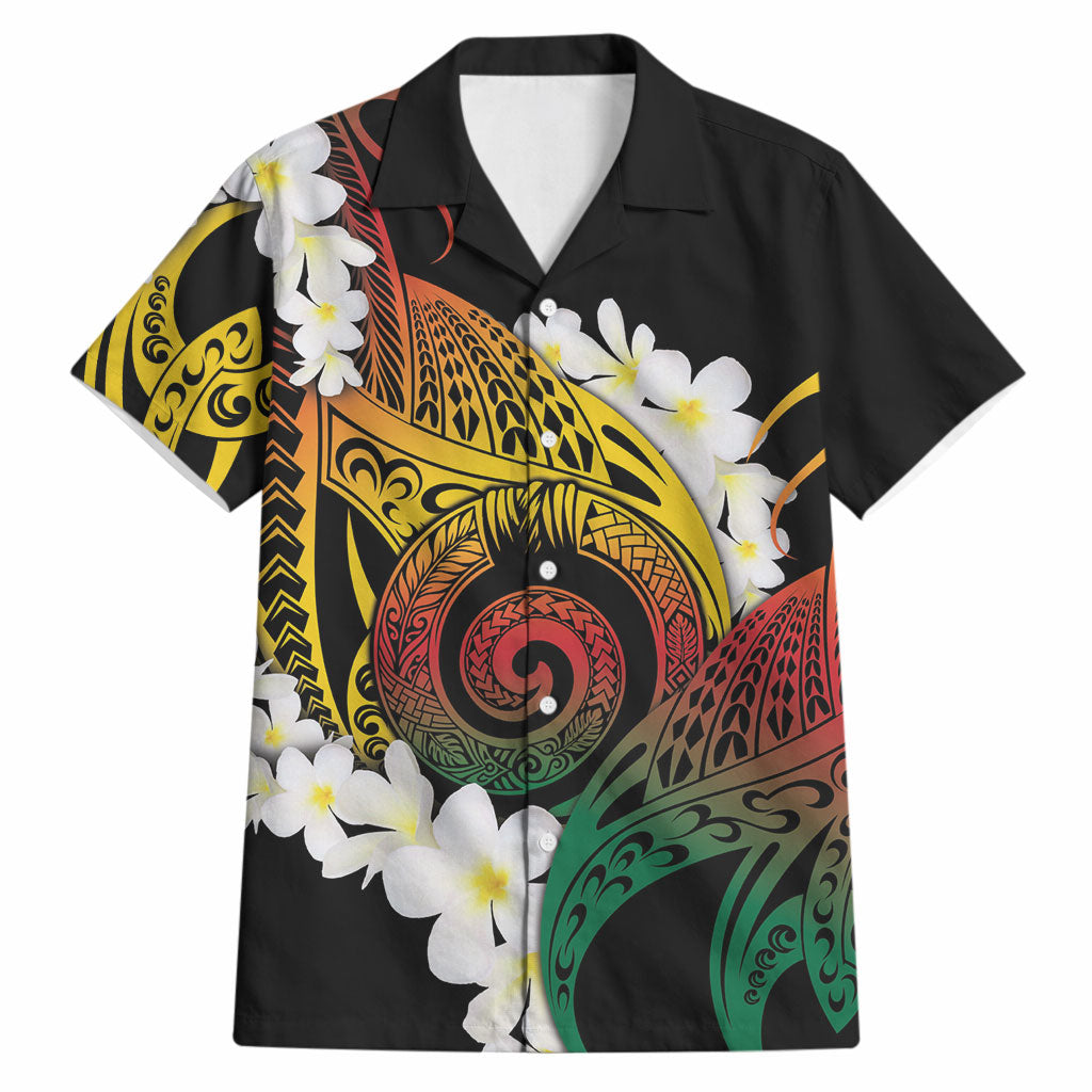 Piko Hawaiian Hawaiian Shirt Gradient Spiral Plumeria Tribal Patterns