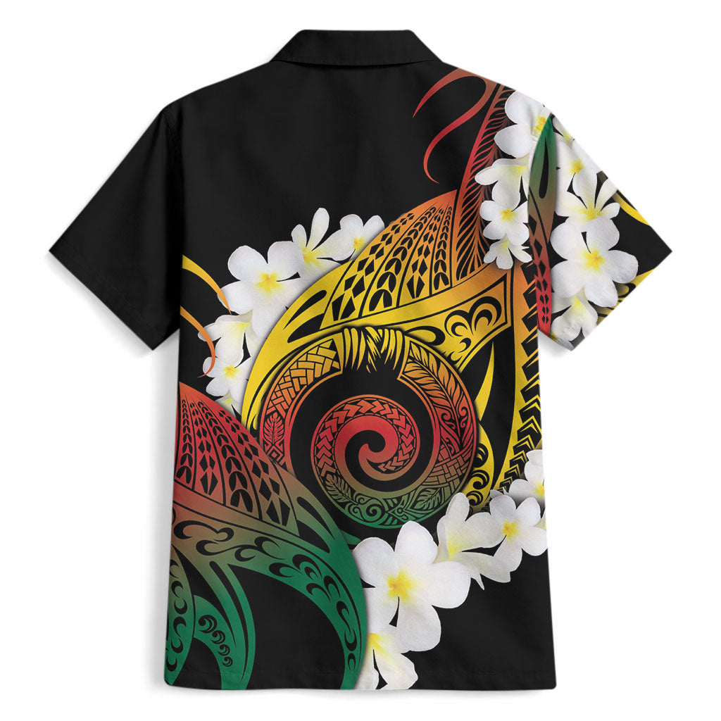 Piko Hawaiian Hawaiian Shirt Gradient Spiral Plumeria Tribal Patterns
