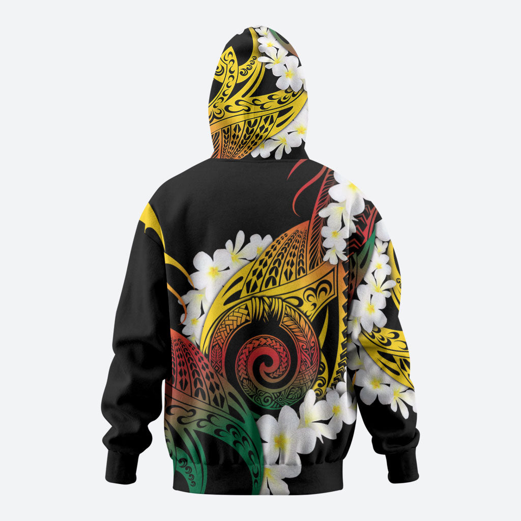 Piko Hawaiian Hoodie Gradient Spiral Plumeria Tribal Patterns