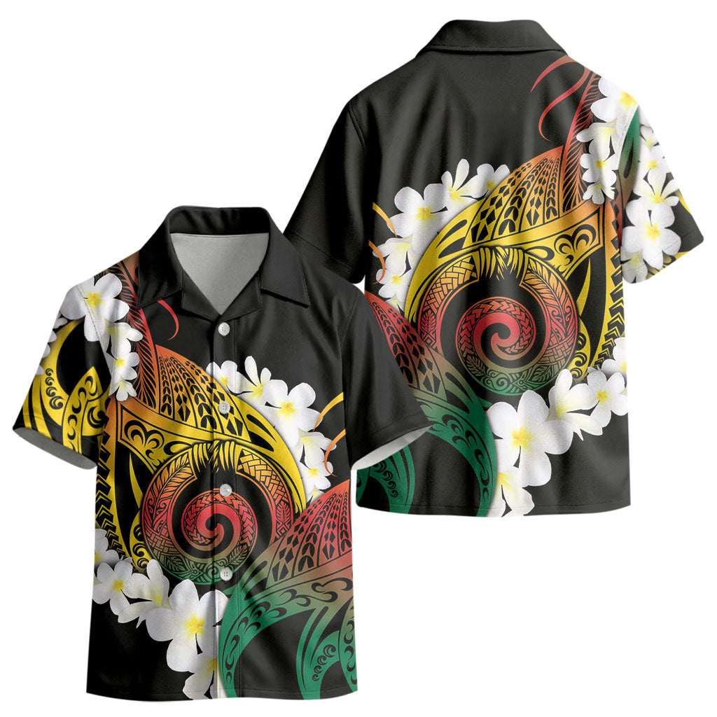 Piko Hawaiian Kid Hawaiian Shirt Gradient Spiral Plumeria Tribal Patterns