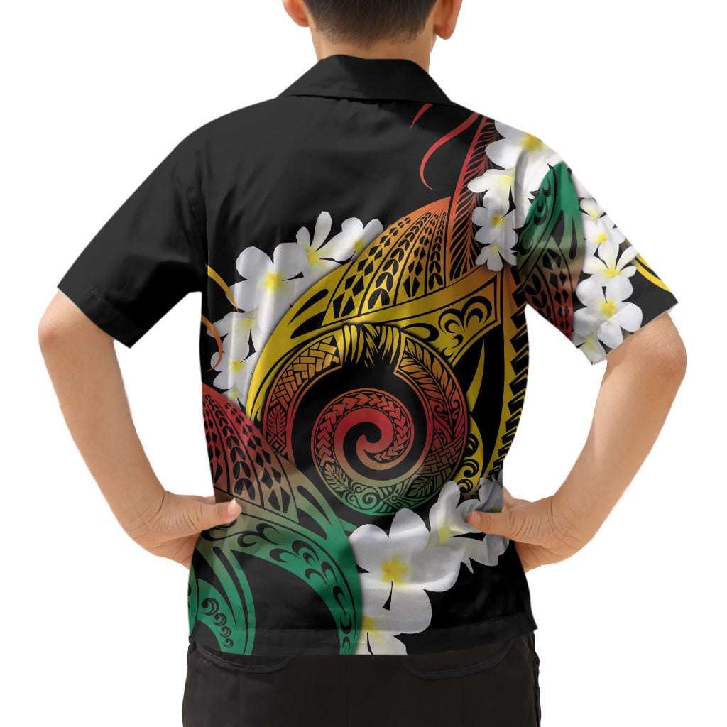 Piko Hawaiian Kid Hawaiian Shirt Gradient Spiral Plumeria Tribal Patterns