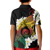 Piko Hawaiian Kid Polo Shirt Gradient Spiral Plumeria Tribal Patterns