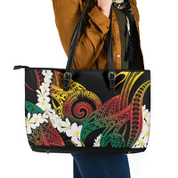 Piko Hawaiian Leather Tote Bag Gradient Spiral Plumeria Tribal Patterns