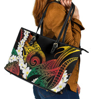 Piko Hawaiian Leather Tote Bag Gradient Spiral Plumeria Tribal Patterns