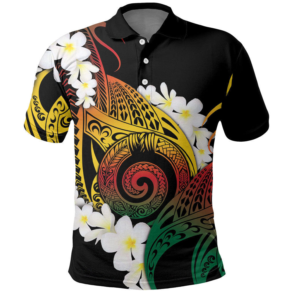 Piko Hawaiian Polo Shirt Gradient Spiral Plumeria Tribal Patterns
