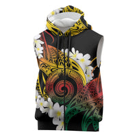 Piko Hawaiian Sleeveless Zip Hoodie Gradient Spiral Plumeria Tribal Patterns