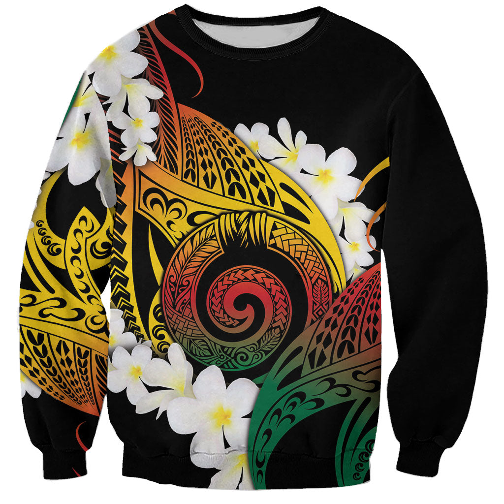 Piko Hawaiian Sweatshirt Gradient Spiral Plumeria Tribal Patterns