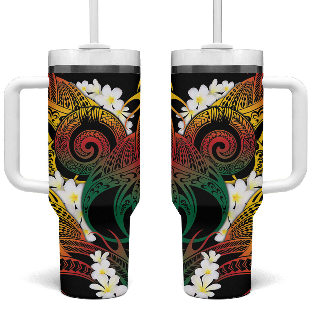 Piko Hawaiian Tumbler With Handle Gradient Spiral Plumeria Tribal Patterns