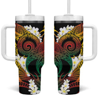 Piko Hawaiian Tumbler With Handle Gradient Spiral Plumeria Tribal Patterns