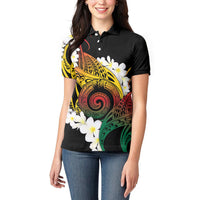 Piko Hawaiian Women Polo Shirt Gradient Spiral Plumeria Tribal Patterns
