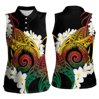 Piko Hawaiian Women Sleeveless Polo Shirt Gradient Spiral Plumeria Tribal Patterns