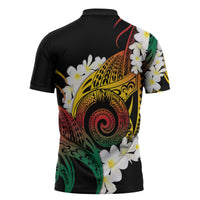 Piko Hawaiian Zipper Polo Shirt Gradient Spiral Plumeria Tribal Patterns