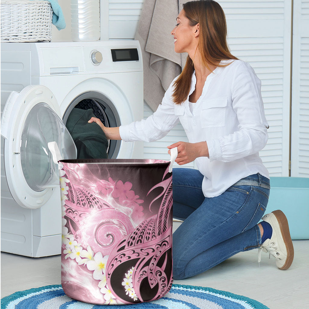 Piko Hawaiian Laundry Basket Pink Galaxy Spiral Plumeria Tribal Patterns