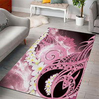 Piko Hawaiian Area Rug Pink Galaxy Spiral Plumeria Tribal Patterns