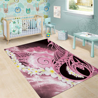 Piko Hawaiian Area Rug Pink Galaxy Spiral Plumeria Tribal Patterns