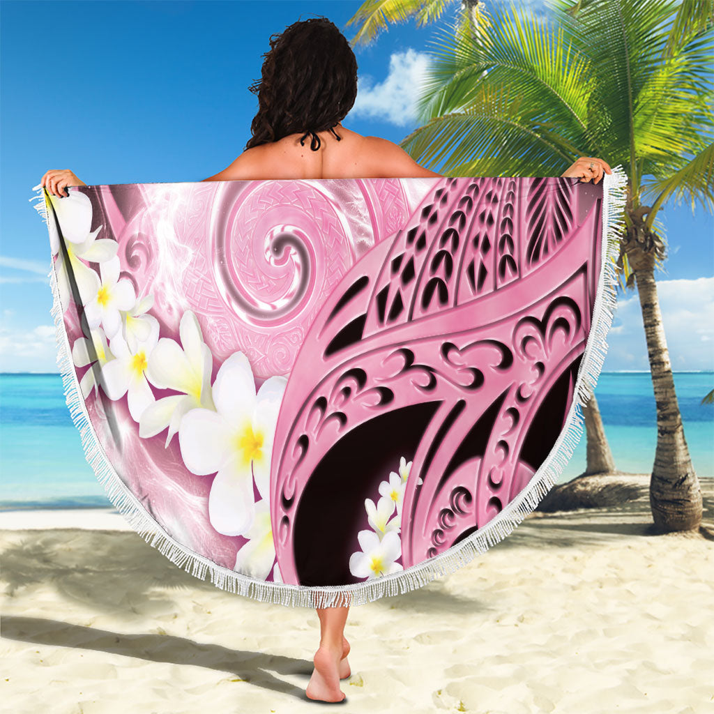 Piko Hawaiian Beach Blanket Pink Galaxy Spiral Plumeria Tribal Patterns