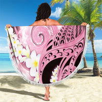 Piko Hawaiian Beach Blanket Pink Galaxy Spiral Plumeria Tribal Patterns