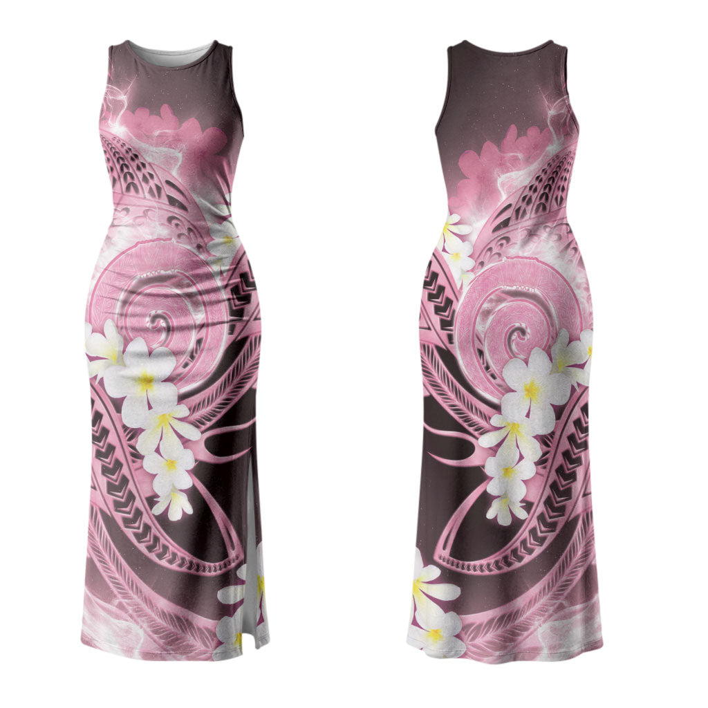 Piko Hawaiian Couples Matching Tank Maxi Dress and Hawaiian Shirt Pink Galaxy Spiral Plumeria Tribal Patterns